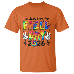 I'm Just Here for Field Day 2026 T Shirt Groovy School Retro Tie Dye Effect Printing TS02 Orange Print Your Wear