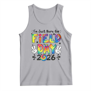 I'm Just Here for Field Day 2026 Tank Top Groovy School Retro Tie Dye Effect Printing TS02 Athletic Heather Print Your Wear
