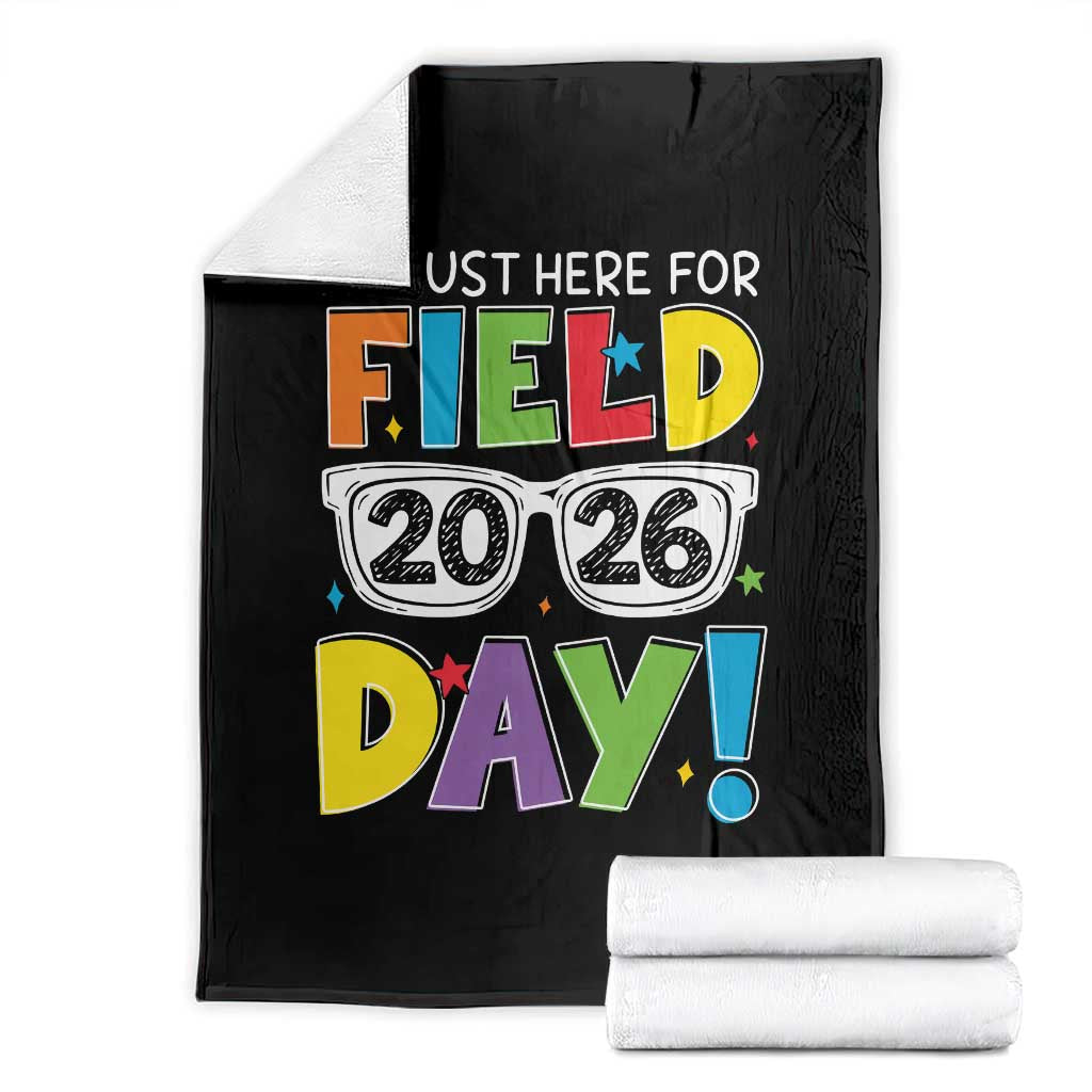 I'm Just Here for Field Day 2026 Throw Blanket School Colorful Sunglasses Graphic TS02 Black Print Your Wear