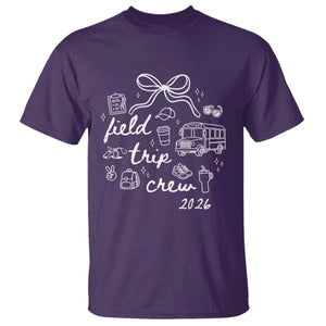 Field Trip Crew 2026 Coquette Bow T Shirt Hand Drawn Doodle Graphic Teacher Chaperone TS02 Purple Print Your Wear