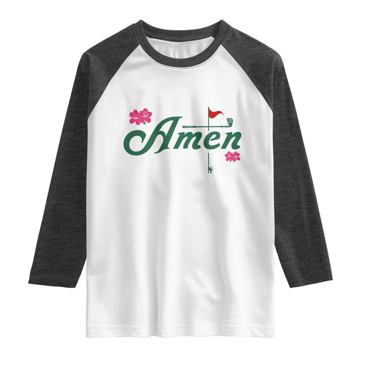 Golf Lover Amen Azalea Graphic Raglan Shirt Augusta Georgia Traditions Golfing Fan TS02 White Heather Charcoal Print Your Wear