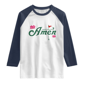 Golf Lover Amen Azalea Graphic Raglan Shirt Augusta Georgia Traditions Golfing Fan TS02 White Navy Print Your Wear