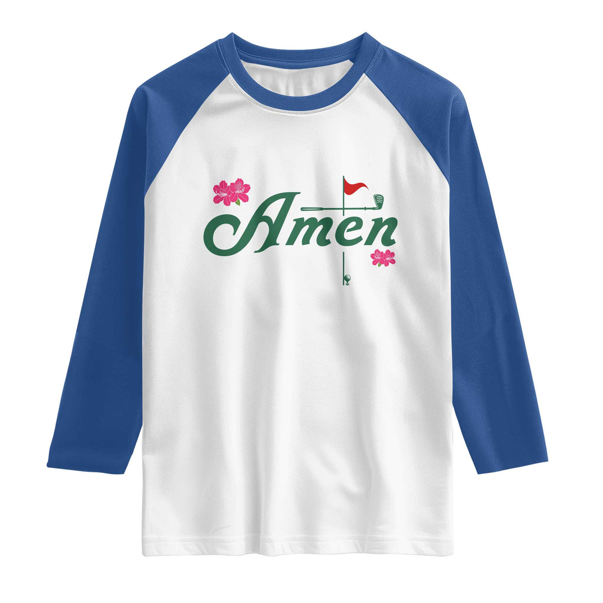 Golf Lover Amen Azalea Graphic Raglan Shirt Augusta Georgia Traditions Golfing Fan TS02 White Royal Print Your Wear