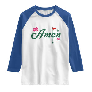 Golf Lover Amen Azalea Graphic Raglan Shirt Augusta Georgia Traditions Golfing Fan TS02 White Royal Print Your Wear