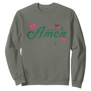 Golf Lover Amen Azalea Graphic Sweatshirt Augusta Georgia Traditions Golfing Fan TS02 Military Green Print Your Wear
