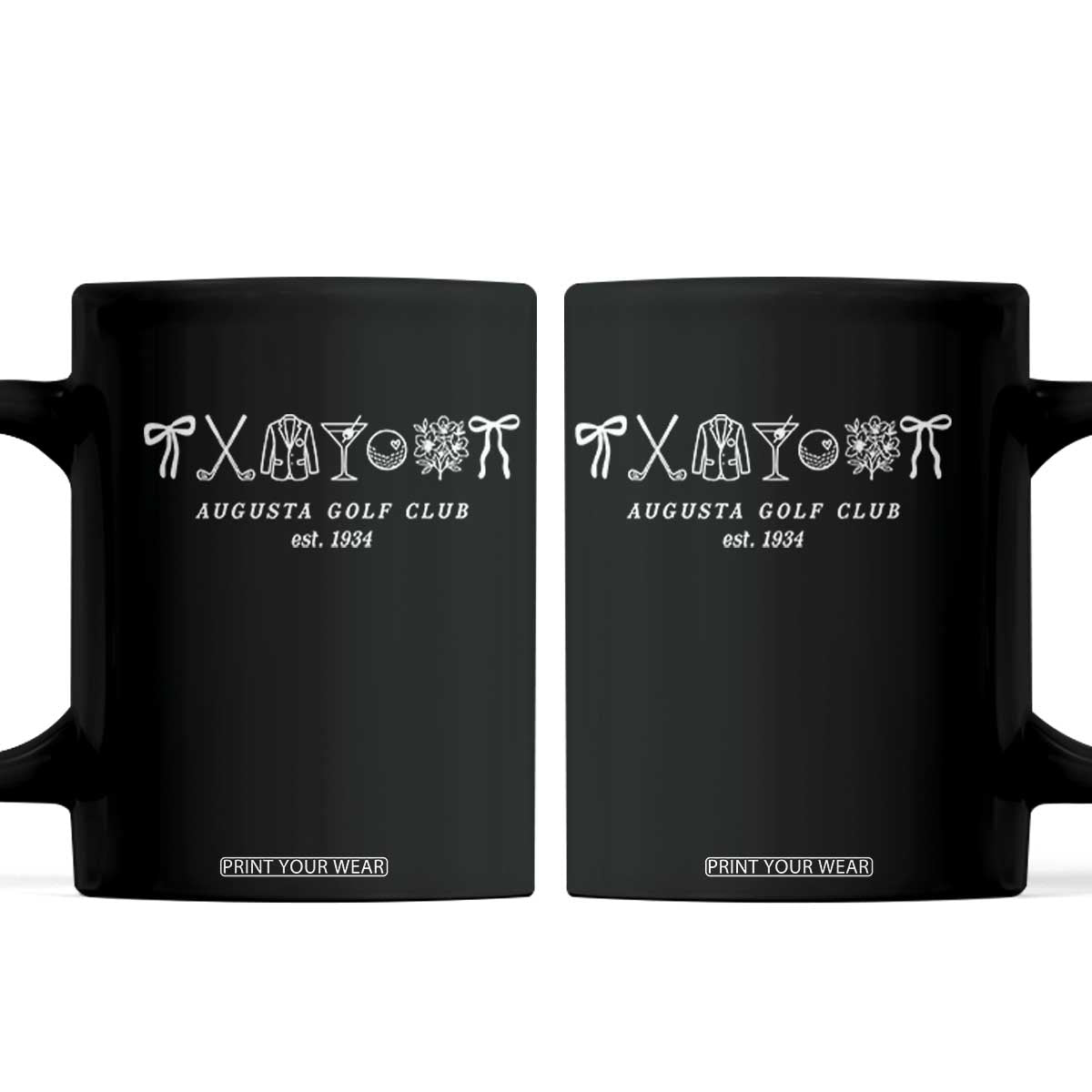 Augusta Golf Club Est 1934 Preppy Coquette Bows Coffee Mug Southern Golfing Girl Aesthetic Lifestyle TS02 Black Print Your Wear