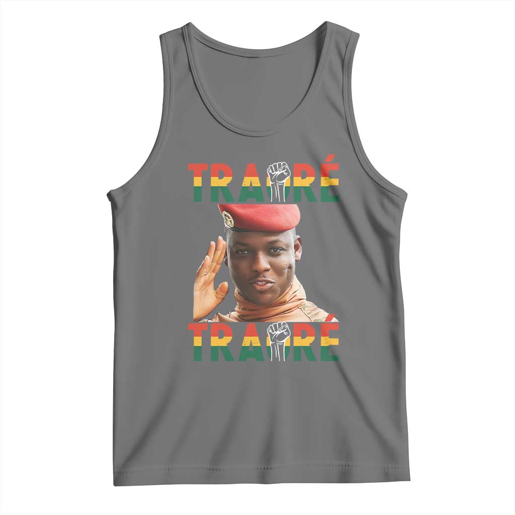 Traoré 2025 Tank Top African President Burkina Faso TS02 Black Heather Print Your Wear
