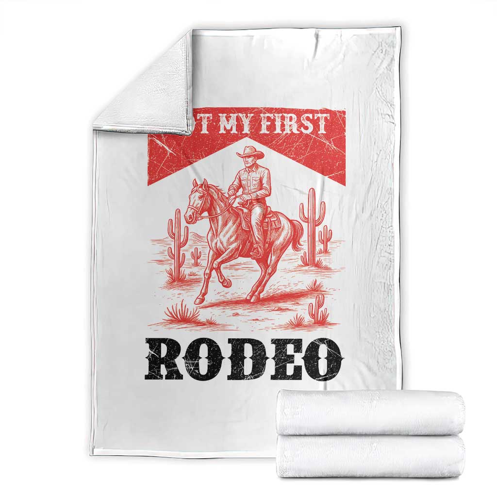Not My First Rodeo Vintage Cowboy Graphic Throw Blanket Retro Western Desert Scene with Horse and Cactus TS02 White Print Your Wear