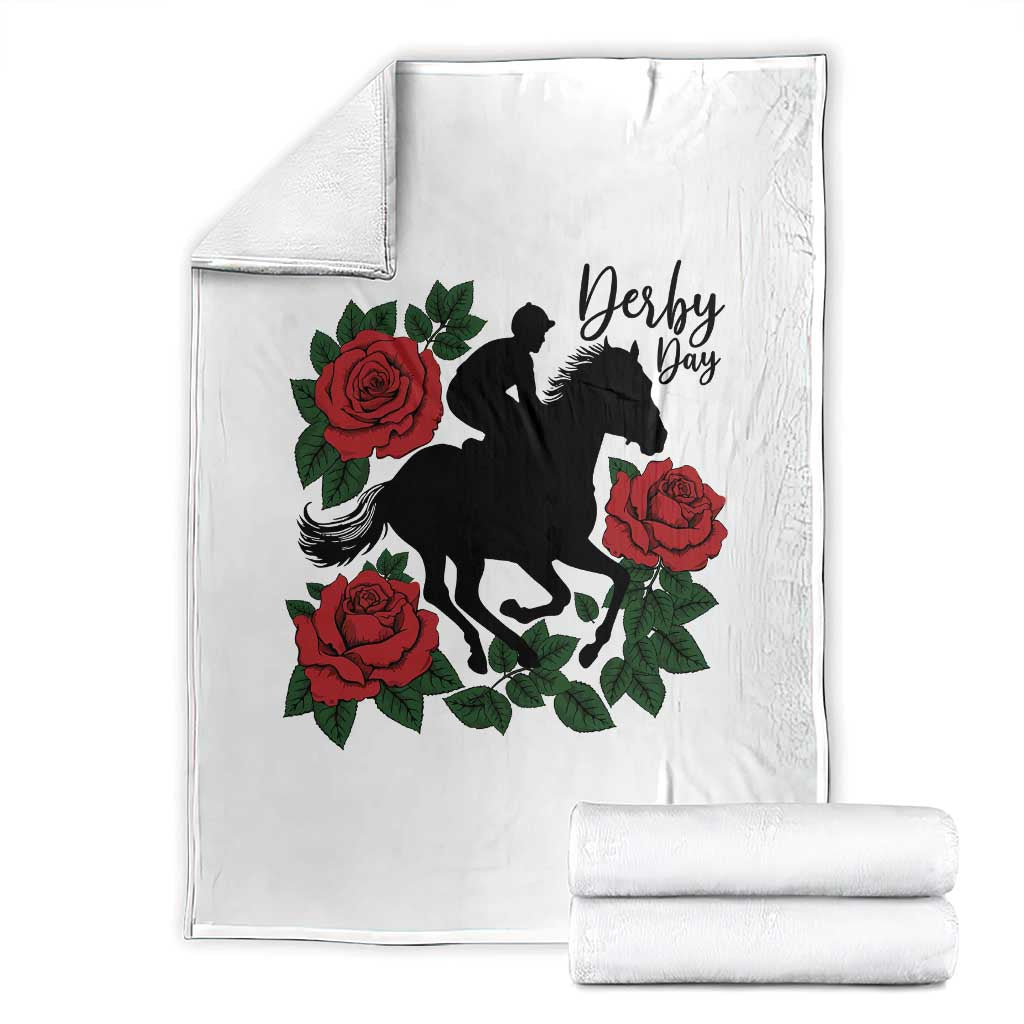 Vintage Jockey and Roses Horse Racing Graphic Throw Blanket Classic Derby Day Fan TS02 White Print Your Wear