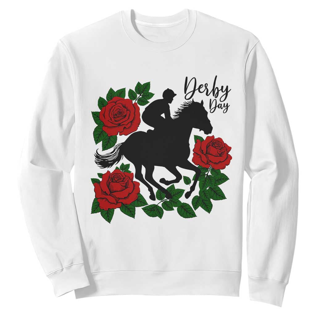 Vintage Jockey and Roses Horse Racing Graphic Sweatshirt Classic Derby Day Fan TS02 White Print Your Wear