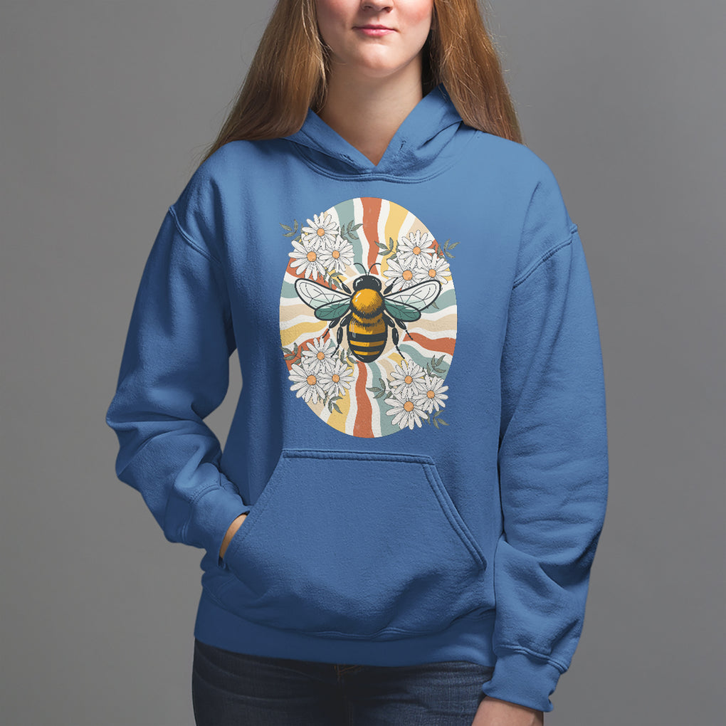 Vintage Bee Daisy Flowers Retro Groovy Hoodie TS02 Royal Blue Printyourwear