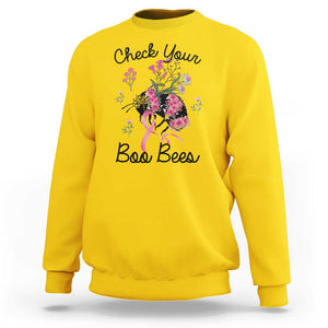 Breast Cancer Awareness Sweatshirt Check Your Boo Bees Pink Ribbon Support Warrior Squad TS02 Daisy Print Your Wear