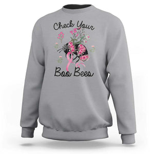 Breast Cancer Awareness Sweatshirt Check Your Boo Bees Pink Ribbon Support Warrior Squad TS02 Sport Gray Print Your Wear