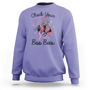 Breast Cancer Awareness Sweatshirt Check Your Boo Bees Pink Ribbon Support Warrior Squad TS02 Violet Print Your Wear