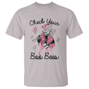 Breast Cancer Awareness T Shirt Check Your Boo Bees Pink Ribbon Support Warrior Squad TS02 Ice Gray Print Your Wear