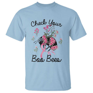 Breast Cancer Awareness T Shirt Check Your Boo Bees Pink Ribbon Support Warrior Squad TS02 Light Blue Print Your Wear