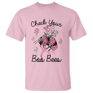 Breast Cancer Awareness T Shirt Check Your Boo Bees Pink Ribbon Support Warrior Squad TS02 Light Pink Print Your Wear