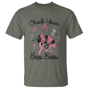 Breast Cancer Awareness T Shirt Check Your Boo Bees Pink Ribbon Support Warrior Squad TS02 Military Green Print Your Wear