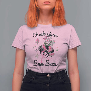 Breast Cancer Awareness T Shirt For Women Check Your Boo Bees Pink Ribbon Support Warrior Squad TS02 Light Pink Print Your Wear