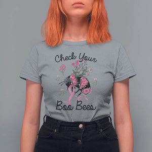 Breast Cancer Awareness T Shirt For Women Check Your Boo Bees Pink Ribbon Support Warrior Squad TS02 Sport Gray Print Your Wear