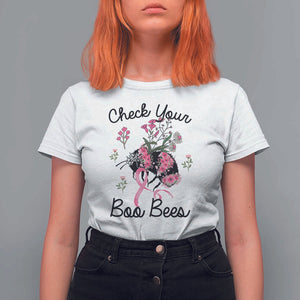 Breast Cancer Awareness T Shirt For Women Check Your Boo Bees Pink Ribbon Support Warrior Squad TS02 White Print Your Wear