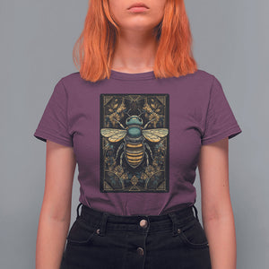 Dark Academia Spiritual Bumble Bee Tarot Card T Shirt For Women TS02 Maroon Printyourwear