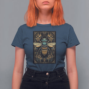 Dark Academia Spiritual Bumble Bee Tarot Card T Shirt For Women TS02 Navy Printyourwear