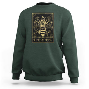 Dark Academia Spiritual The Queen Bee Tarot Card Sweatshirt TS02 Dark Forest Green Printyourwear