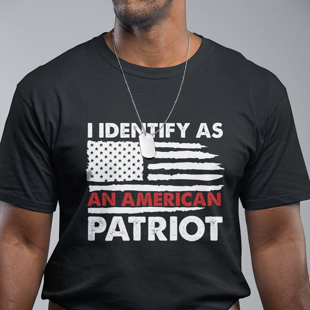 Patriotic T Shirt I Identify As An American Patriot American Flag TS02 Dark Heather Printyourwear