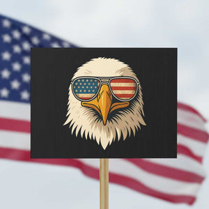 Patriotic Bald Eagle Protest Sign With Sunglasses American Flag Vintage TS02 Horizontal 18" × 24" Black Print Your Wear