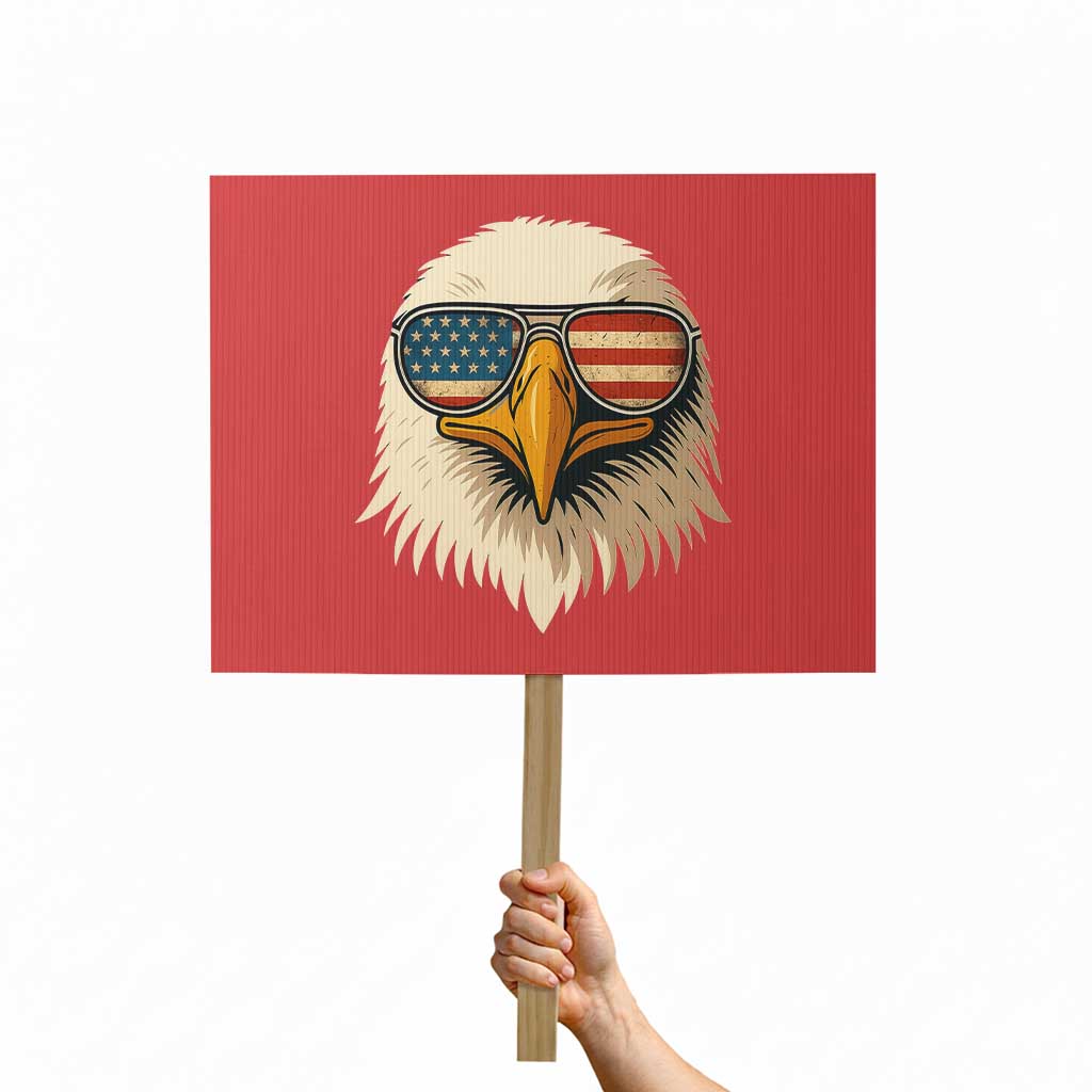 Patriotic Bald Eagle Protest Sign With Sunglasses American Flag Vintage TS02 Horizontal 18