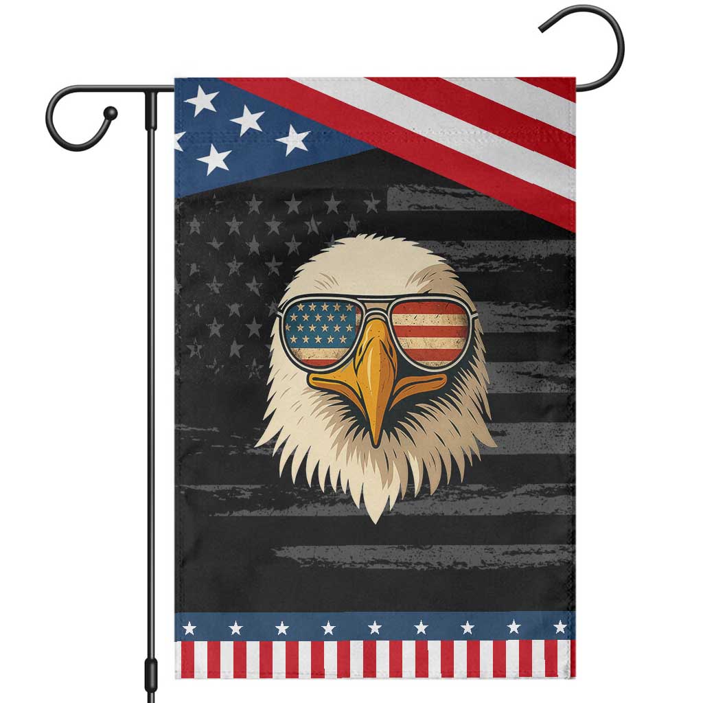 Patriotic Bald Eagle Garden Flag With Sunglasses American Flag Vintage TS02 Distressed Black Blue Print Your Wear