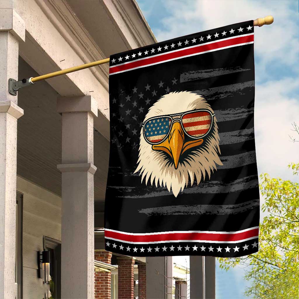 Patriotic Bald Eagle Garden Flag With Sunglasses American Flag Vintage TS02 Distressed Black Red Print Your Wear