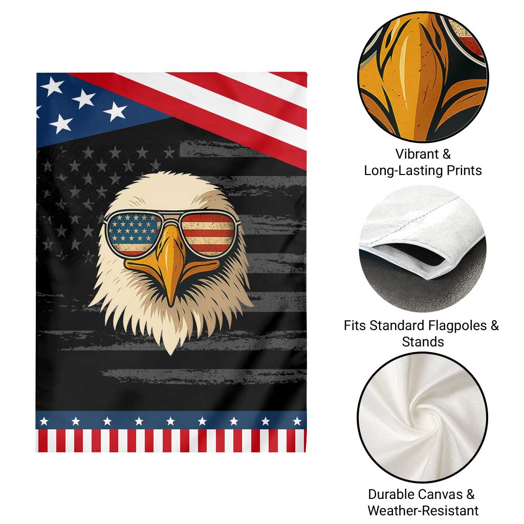 Patriotic Bald Eagle Garden Flag With Sunglasses American Flag Vintage TS02 Print Your Wear