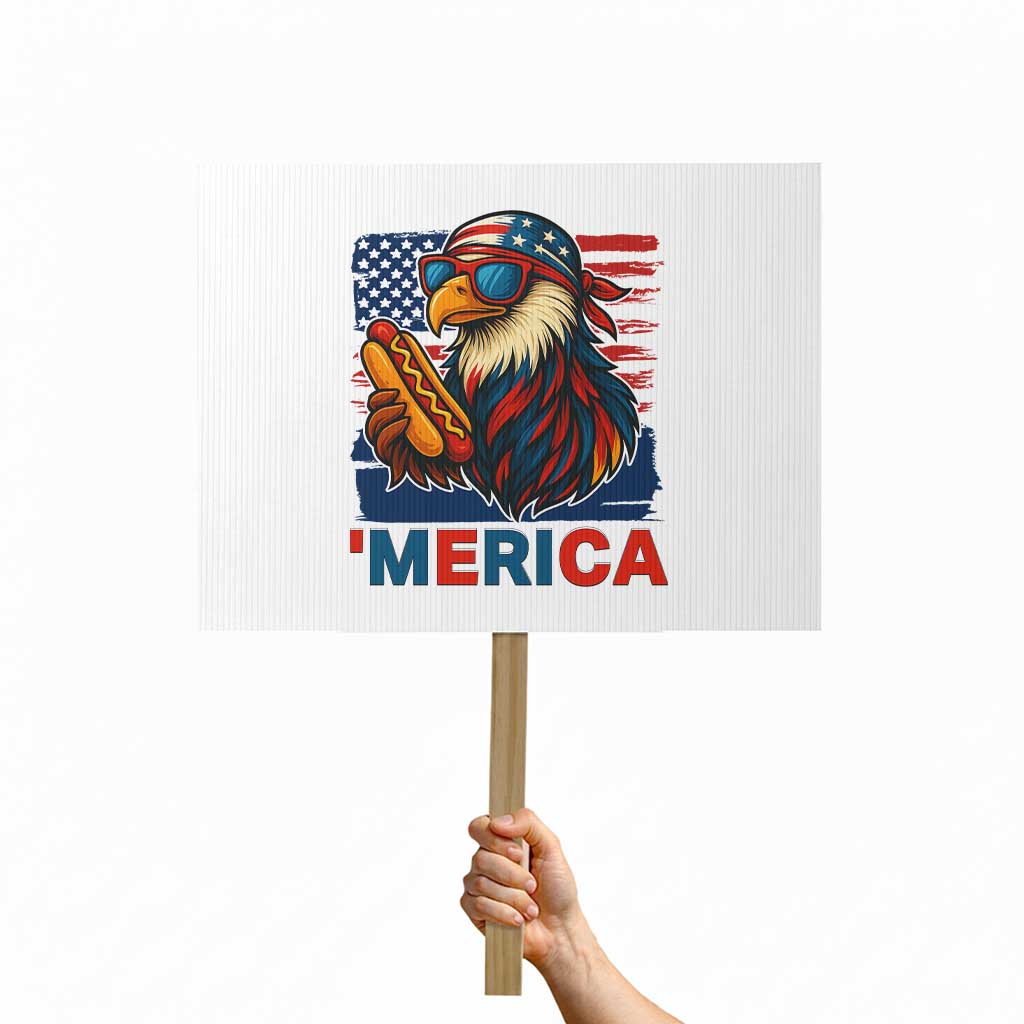 Funny American Eagle Eating Hot Dog Protest Sign 4th Of July Party Patriotic USA Flag TS02 Horizontal 18