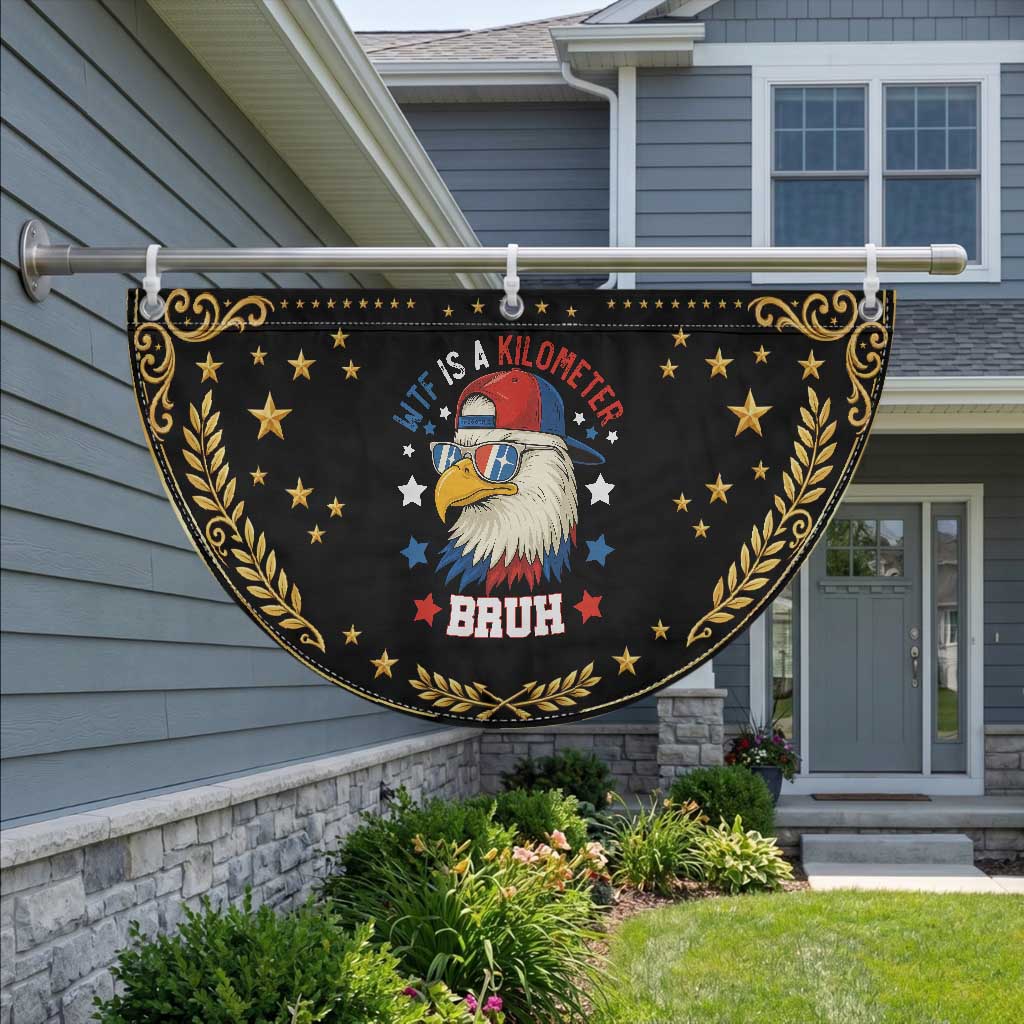 WTF Is A Kilometer Bruh Patriotic Fan Flag Funny American Bald Eagle TS02 2pcs pack Vintage Black Print Your Wear