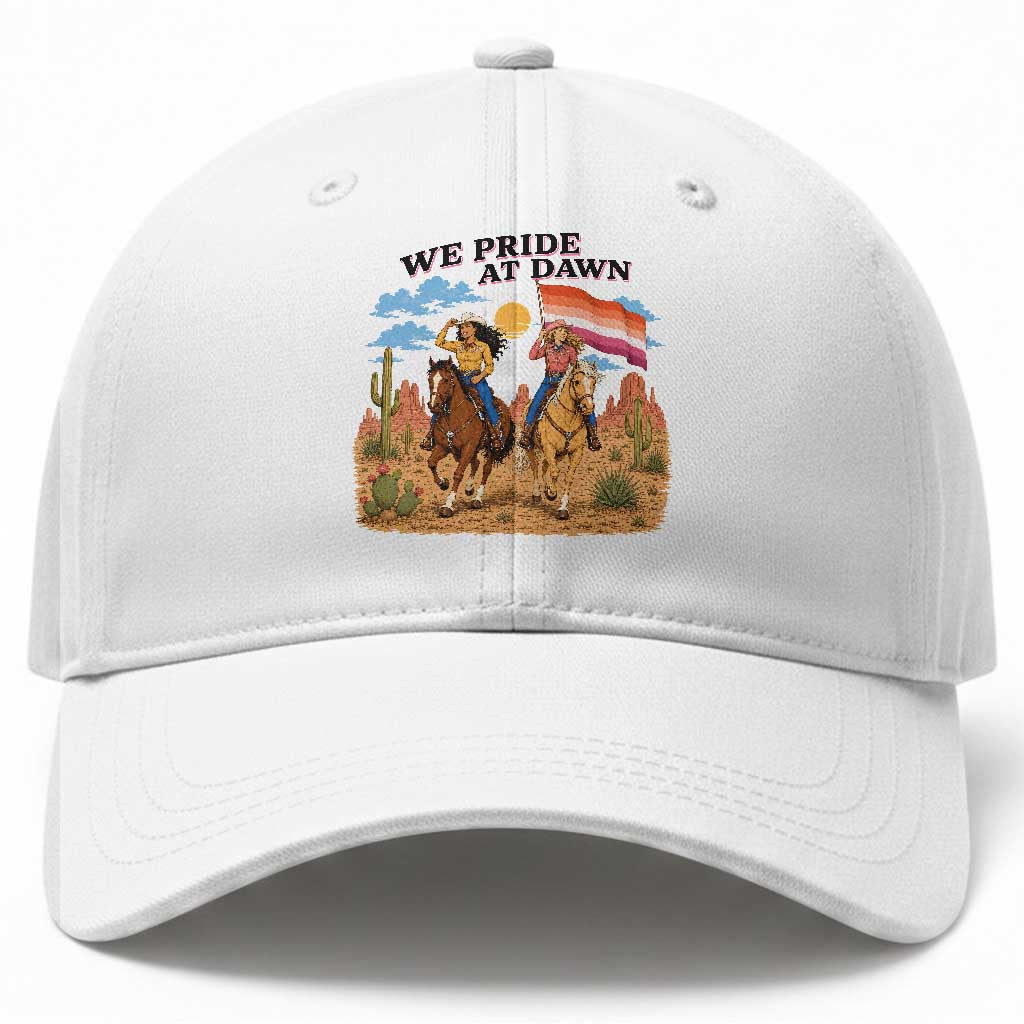 We Pride at Dawn Lesbian Cowgirl Baseball Cap Country Western Retro Graphic Pride Month TS02 Print Your Wear