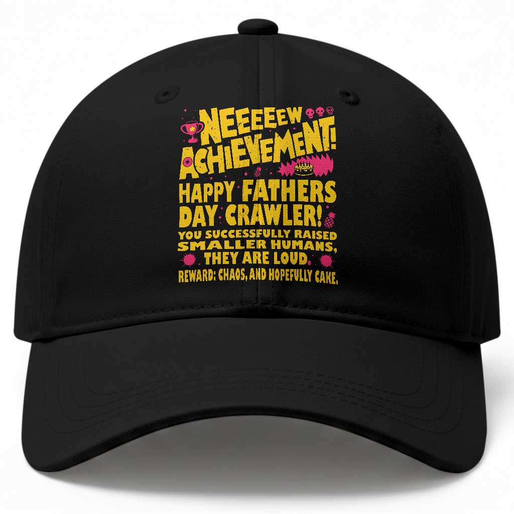 New Achievement Happy Fathers Day Crawler Baseball Cap Funny Gamer Dad LitRPG Gaming Milestone TS02 Print Your Wear