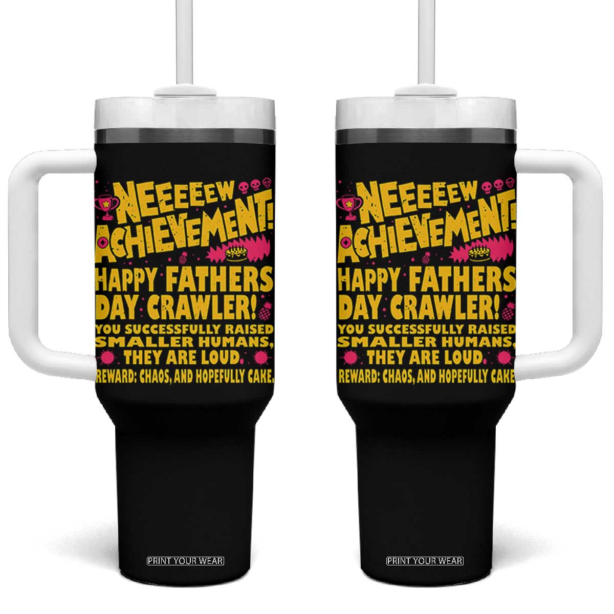 New Achievement Happy Fathers Day Crawler Tumbler With Handle Funny Gamer Dad LitRPG Gaming Milestone TS02 One Size: 40 oz Black Print Your Wear