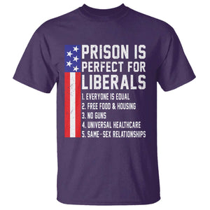 Prison Is Perfect For Liberals T Shirt Distressed American Flag Conservative Humor TS02 Purple Print Your Wear