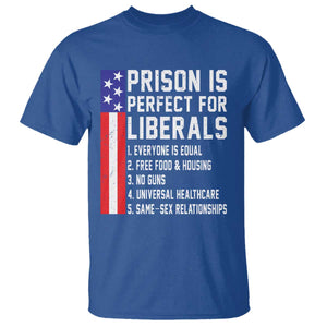 Prison Is Perfect For Liberals T Shirt Distressed American Flag Conservative Humor TS02 Royal Blue Print Your Wear