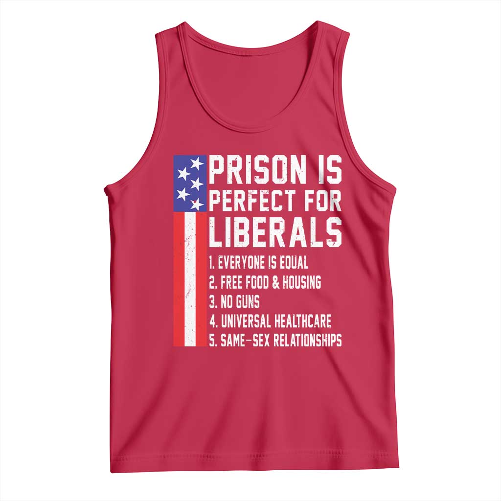 Prison Is Perfect For Liberals Tank Top Distressed American Flag Conservative Humor TS02 Red Print Your Wear