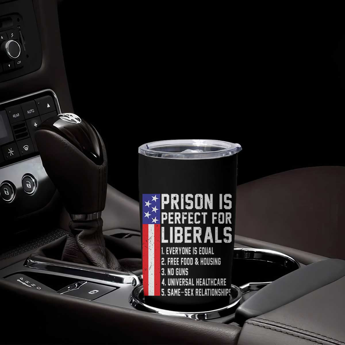 Prison Is Perfect For Liberals Tumbler Cup Distressed American Flag Conservative Humor TS02 Print Your Wear