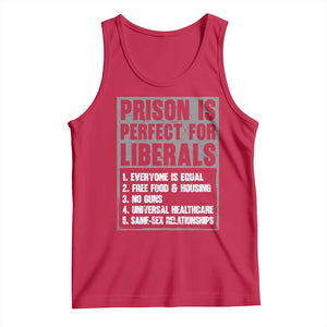 Prison Is Perfect For Liberals Tank Top Satirical List Retro Grunge Conservative Humor TS02 Red Print Your Wear