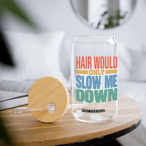 Retro 70s Hair Would Only Slow Me Down Glass Can Vintage Distressed Typography Funny Bald Joke TS02 Print Your Wear