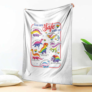 Cute Rainbow Dinosaur LGBTQ Ally Throw Blanket You Are Safe With Me Pride Month TS02 Print Your Wear