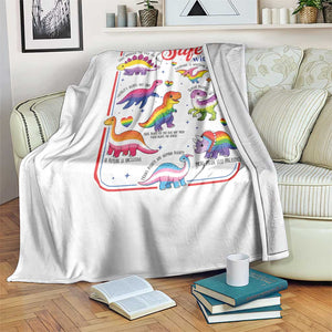 Cute Rainbow Dinosaur LGBTQ Ally Throw Blanket You Are Safe With Me Pride Month TS02 Print Your Wear