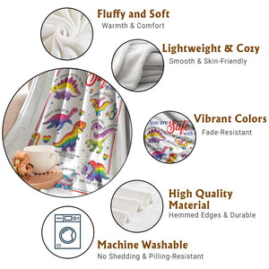 Cute Rainbow Dinosaur LGBTQ Ally Throw Blanket You Are Safe With Me Pride Month TS02 Print Your Wear