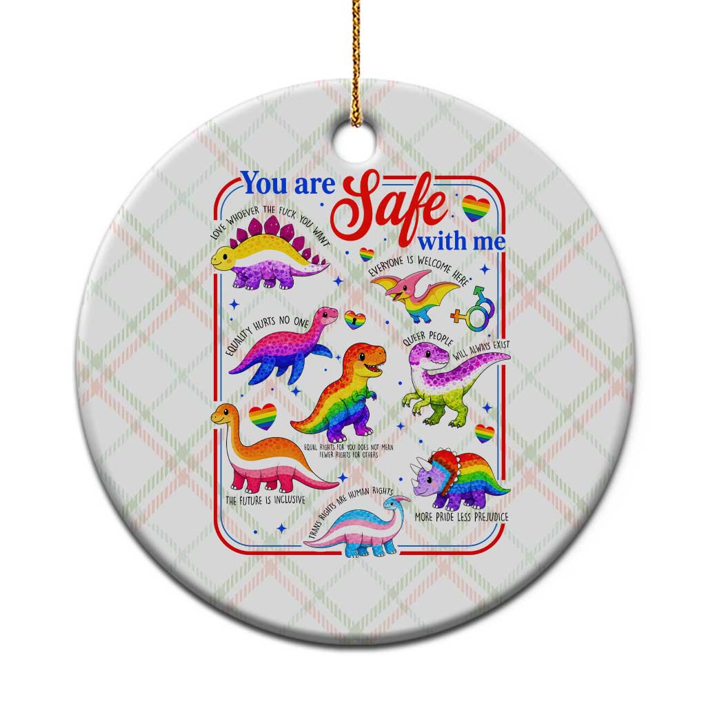 Cute Rainbow Dinosaur LGBTQ Ally Ceramic Ornament You Are Safe With Me Pride Month TS02 1pc Christmas Plaid Print Your Wear
