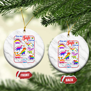 Cute Rainbow Dinosaur LGBTQ Ally Ceramic Ornament You Are Safe With Me Pride Month TS02 1pc White Marble Print Your Wear